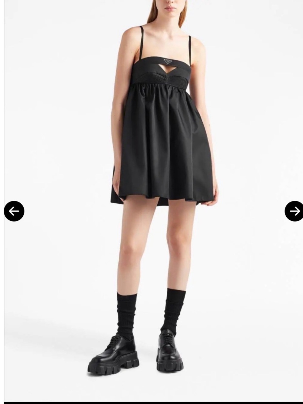 Prada Black Babydoll Mini Dress with Cutout Detail